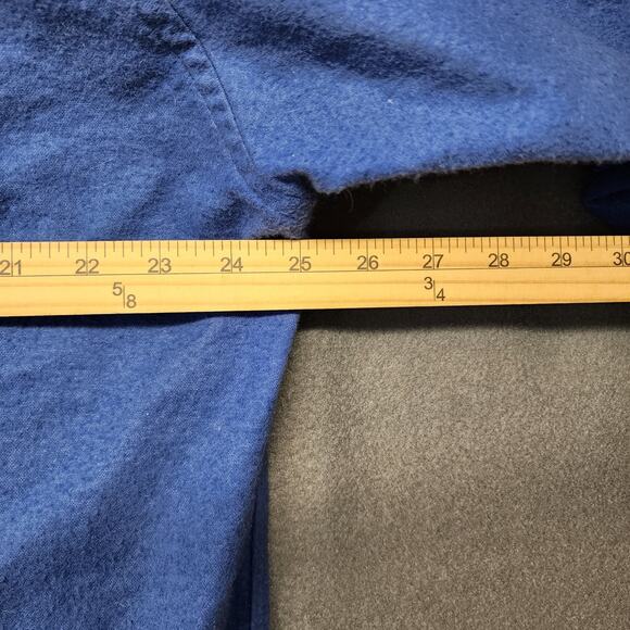 Lands End Chamois Flannel Shirt Mens XL Blue 100% Cotton Pocket Made in USA - Picture 4 of 14